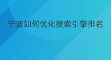 宁波如何优化搜索引擎排名 宁波搜索引擎优化排名公司