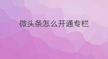 微头条怎么开通专栏 微头条如何开通专栏