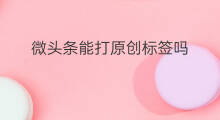 微头条能打原创标签吗 微头条原创标签在哪