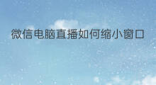 微信电脑直播如何缩小窗口 微信直播电脑怎么开小窗口