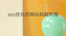 seo优化的网站标题和描述指南 网站seo标题优化