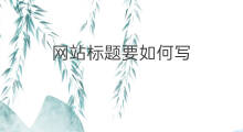 网站标题要如何写 如何写网站标题