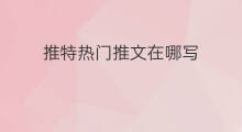推特热门推文在哪写 推特翻译推文在哪设置标题