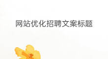 网站优化招聘文案标题 网站标题优化