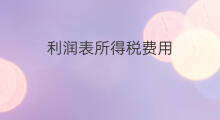 利润表所得税费用 所得税费用影响净利润