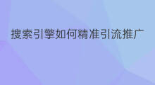 搜索引擎如何精准引流推广 搜索引擎怎么精准引流推广