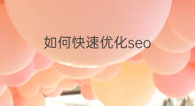 如何快速优化seo 快速优化seo