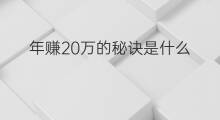 年赚20万的秘诀是什么 一年赚40万的秘诀是啥 年赚20万的秘诀是什么 一年赚40万的秘诀是啥