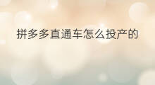 拼多多直通车怎么投产的 淘宝怎么投产直通车