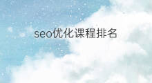 seo优化课程排名 seo优化课程引流