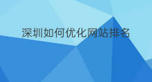 深圳如何优化网站排名 深圳网站优化排名