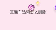 直通车选词怎么删除 如何推广直通车选词