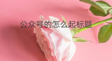 公众号的怎么起标题 公众号怎样起标题
