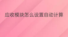 应收模块怎么设置自动计算 应收模块如何生成凭证