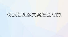 伪原创头像文案怎么写的 伪原创头像文案怎么做的