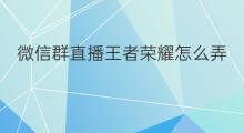 微信群直播王者荣耀怎么弄 怎么弄王者荣耀微信直播