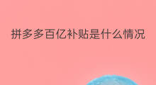 拼多多百亿补贴是什么情况 为啥拼多多百亿补贴