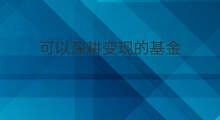 可以深耕变现的基金 买的基金可以变现吗