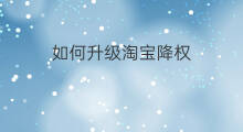 如何升级淘宝降权 如何查看淘宝降权没降权