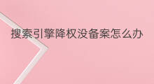 搜索引擎降权没备案怎么办 没和谐搜索引擎怎么办