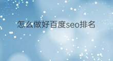 怎么做好百度seo排名 百度排名怎么做seo