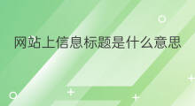 网站上信息标题是什么意思 网站seo标题是什么意思