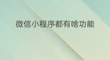 微信小程序都有啥功能 微信小程序有哪些功能