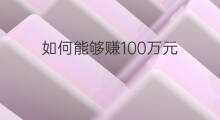 如何能够赚100万元 如何迅速赚100万元