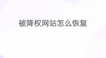 被降权网站怎么恢复 被降权网站多久恢复