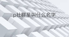 p社群星叫什么名字 p社群星名字叫什么