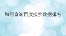 如何查询百度搜索数据排名 百度搜索排名怎么排名