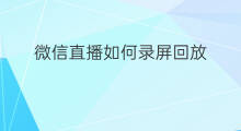 微信直播如何录屏回放 微信直播怎样录屏回放电脑