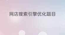 网店搜索引擎优化题目 搜索引擎搜索优化