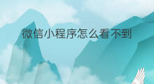 微信小程序怎么看不到 微信小程序直播怎么看不到