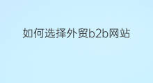 如何选择外贸b2b网站 b2b外贸网站开发费用