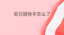 吴召国快手怎么了 吴召国快手多少