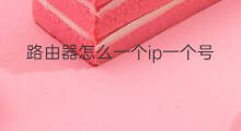 路由器怎么一个ip一个号 神武怎么一个号一个ip