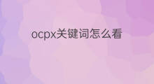 ocpx关键词怎么看 怎么看word关键词