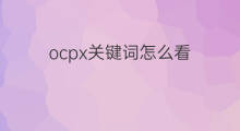 ocpx关键词怎么看 怎么看word关键词