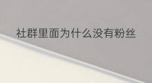 社群里面为什么没有粉丝 为什么快手里面没有