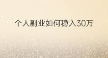 个人副业如何稳入30万 30万干点什么副业