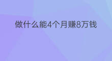 做什么能4个月赚8万钱 4个月能赚400万吗