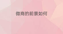 微商的前景如何 微商前景如何