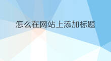 怎么在网站上添加标题 怎么在网站中添加标题栏
