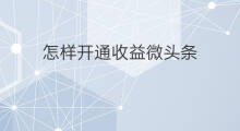 怎样开通收益微头条 微头条的收益怎样开通