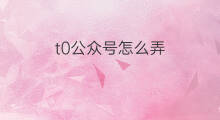 t0公众号怎么弄 怎么弄公众号qq