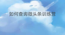 如何查询微头条训练营 如何成为微头条训练营