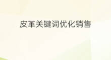 皮革关键词优化销售 皮革关键词优化方式