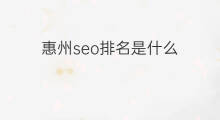惠州seo排名是什么 惠州seo排名怎么投放