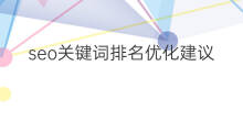 seo关键词排名优化建议 学seo关键词排名优化